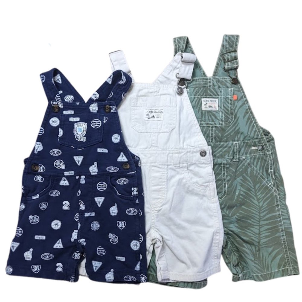 Bundle of 3 Carter's Boys' Cotton Overalls - Size 18M - 24M
